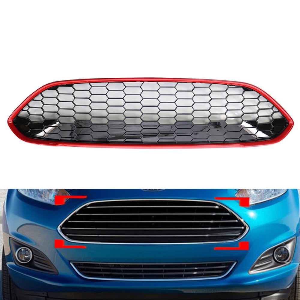 Front Bumper Honeycomb Grille Grill Fit for Ford Fiesta MK7.5 Zetec-S 2013-2017