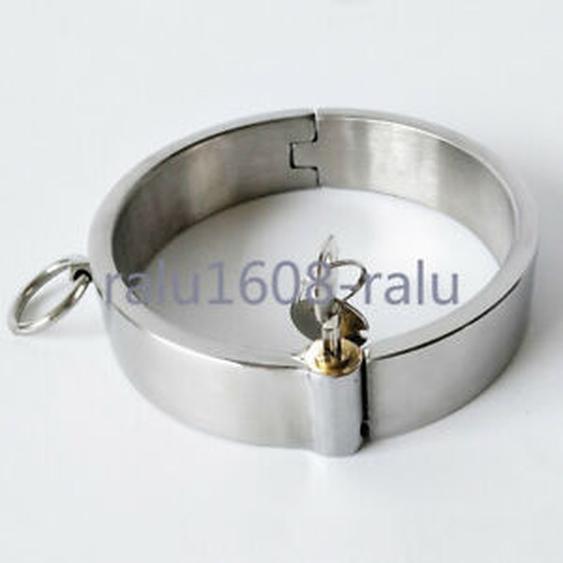 Stainless Steel Binding Slave Neck Collar Couple Game Locking Restraint New
