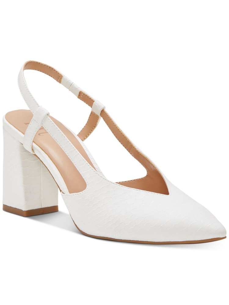 INC Womens White Open Side Brelina Pointed Toe Block Heel Slingback Sandal 9 M