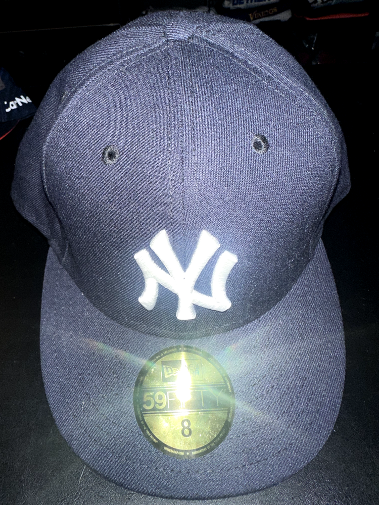 Size 8 New York Yankees New Era Authentic On-Field 59FIFTY Fitted Hat Navy