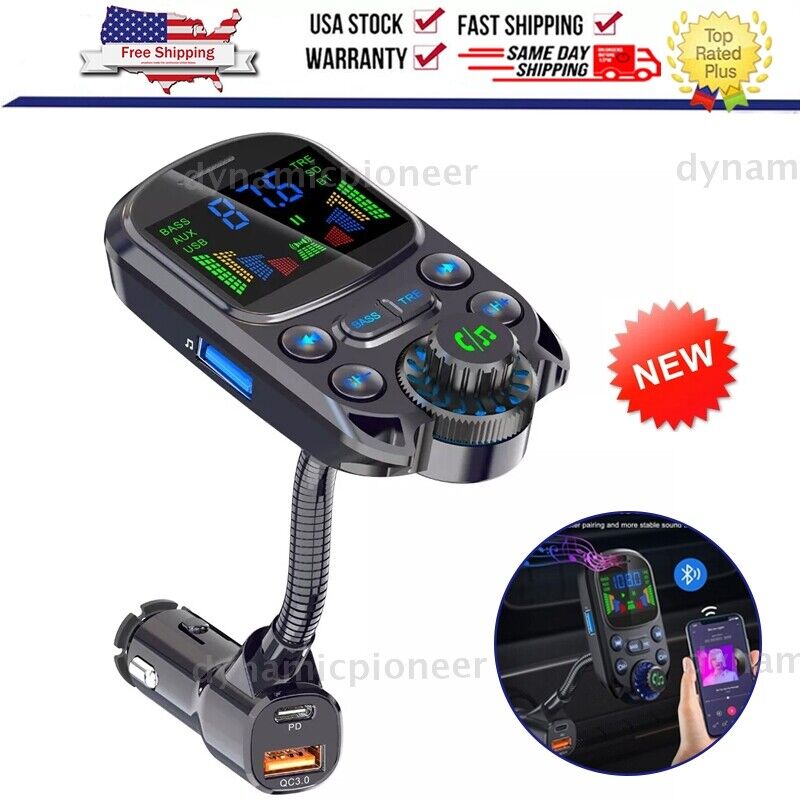 30W Car Bluetooth FM Transmitter Radio Wireless Adapter Hands-Free 3Port Charger