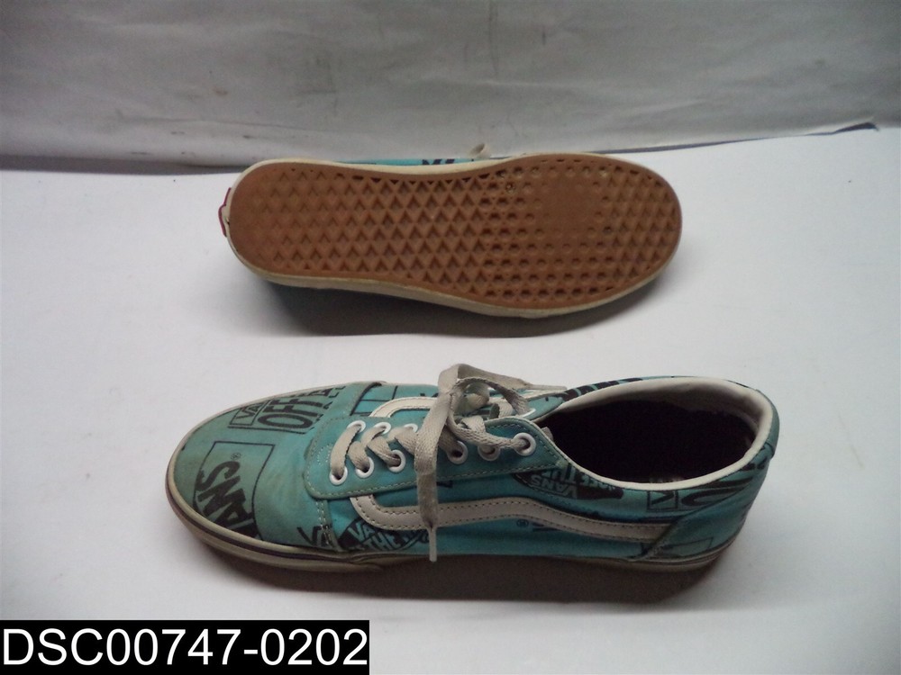 Men's Vans Ward Blue Scuba Size 9.5M Black Logo VN0A38DMVH5 Worn Soles