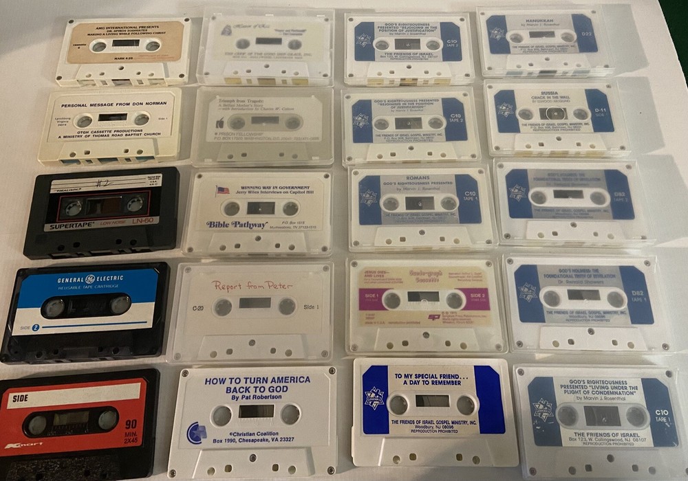 20 Religious Cassette Tapes Lot Friends of Israel Gospel Ministry Vintage Christian Audio