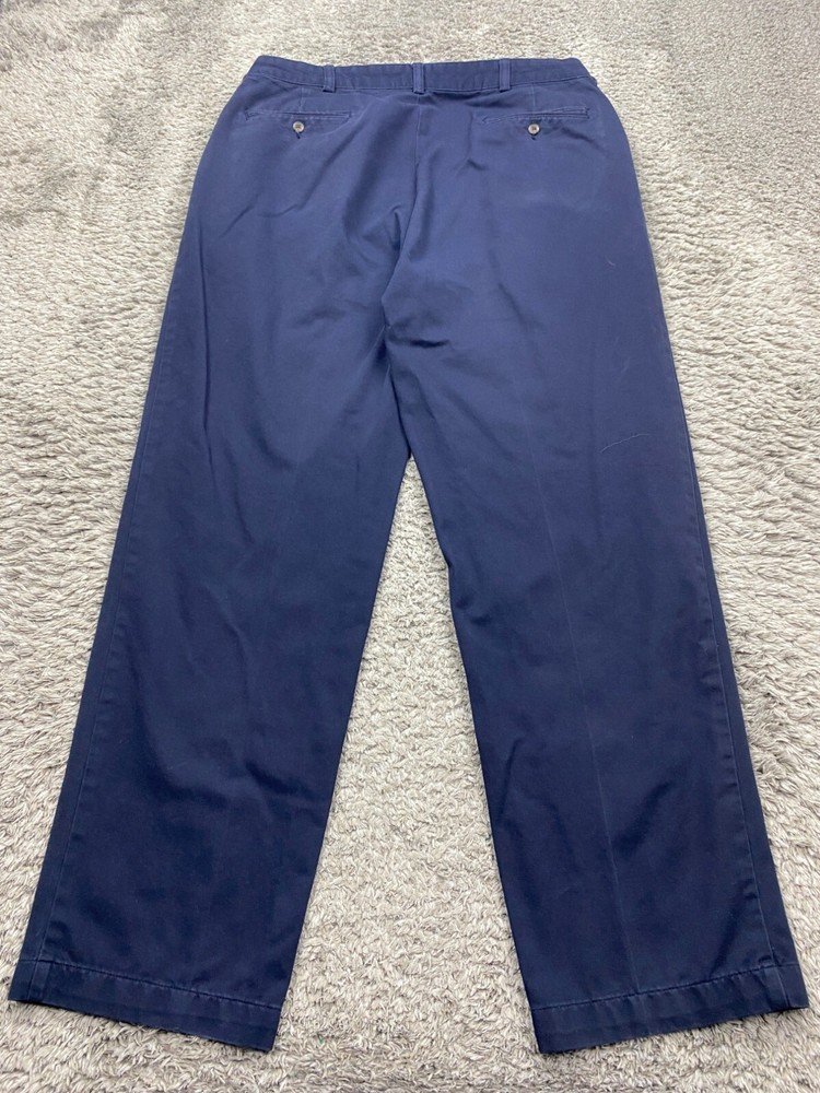 Polo Ralph Lauren Pants Men 36x32 Navy Blue Classic Pleated Chino Trousers Vtg
