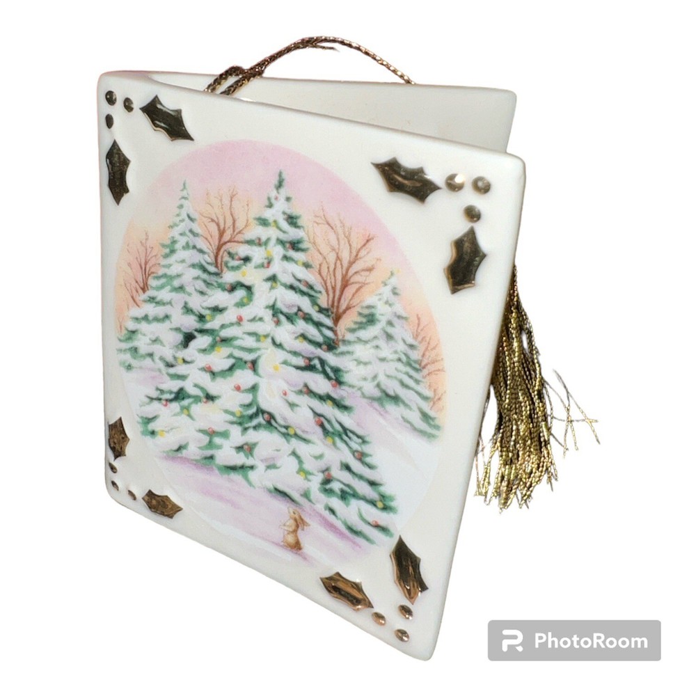 Lenox Whispering Trees 1st in Series 1999 Xmas Card Season's Greetings Ornament