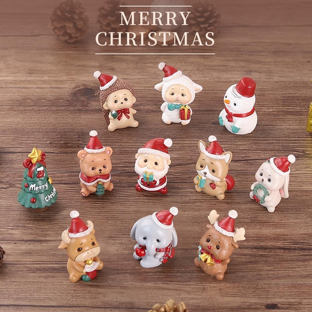 Mini Christmas Ornaments Xmas Holiday Gifts Resin Decorative Animals Craft T7N7