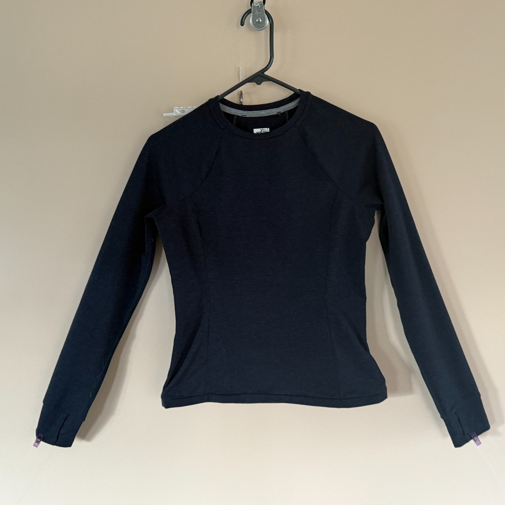 Prana Performance Crew Neck Sweatshirt Black Pullover Stretch Women's Small S