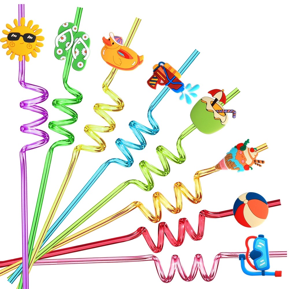 24 PCS Crazy Straws for Kids Bulk, Pool Party Favors, Beach Party Favors for ...