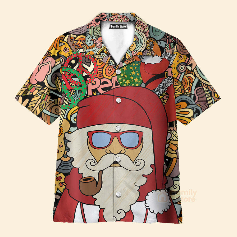 Musical Christmas Hippie Santa Hawaiian Shirt For Men US Size Summer Style