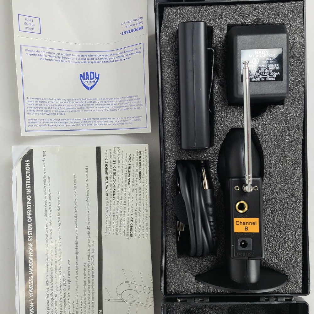 Nady DKW-1 VHF Wireless Lavalier Mic and Amp System with Case New Open Box