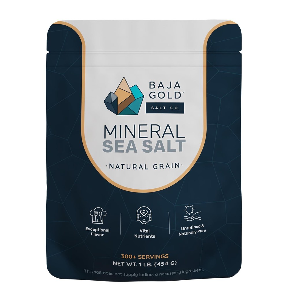 Baja Gold Mineral Sea Salt Natural Grain Crystals 1 Lb. Bag 1 Pound (Pack of 1)