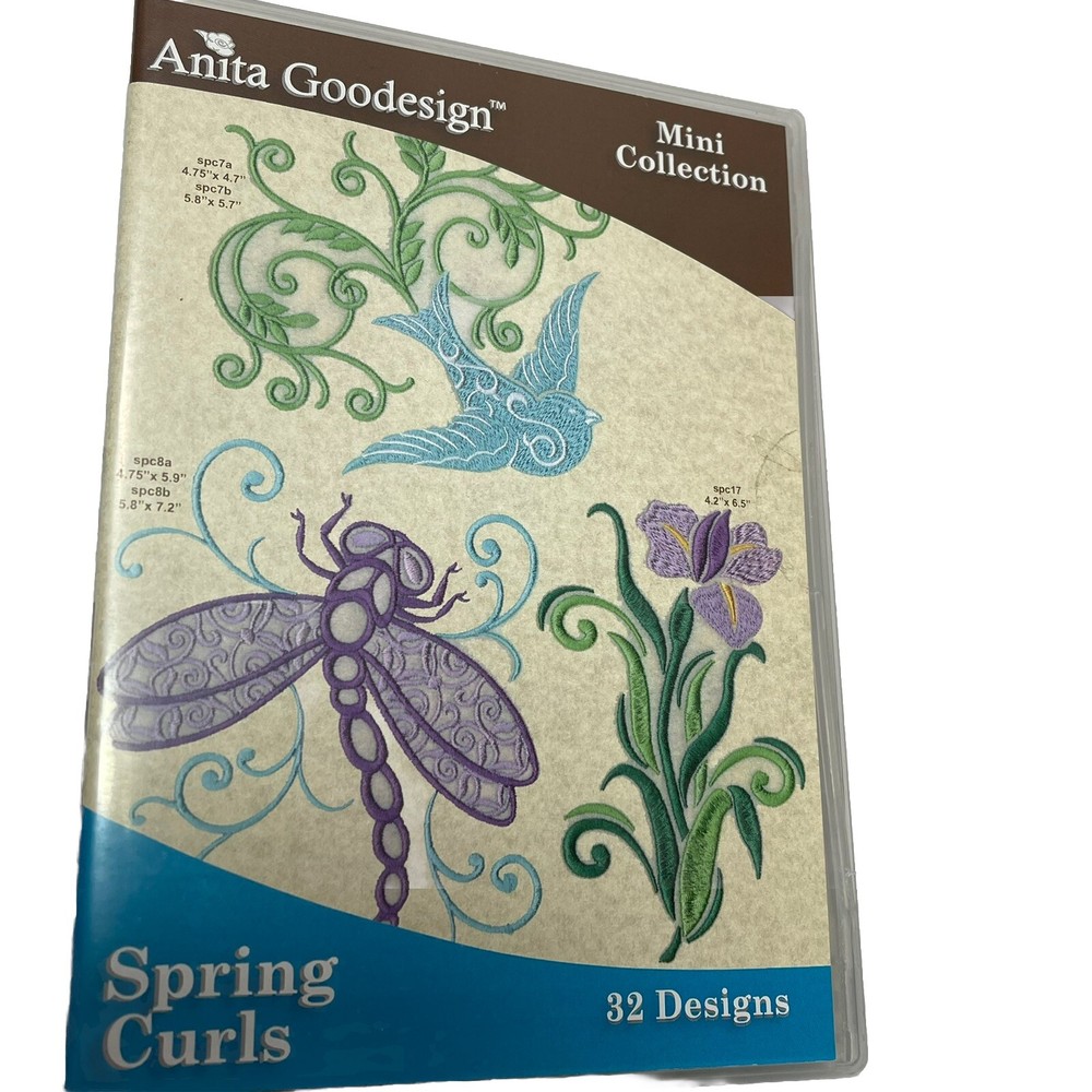 Anita Goodesign Machine Embroidery CD Mini Collection Spring Curls 32 Designs