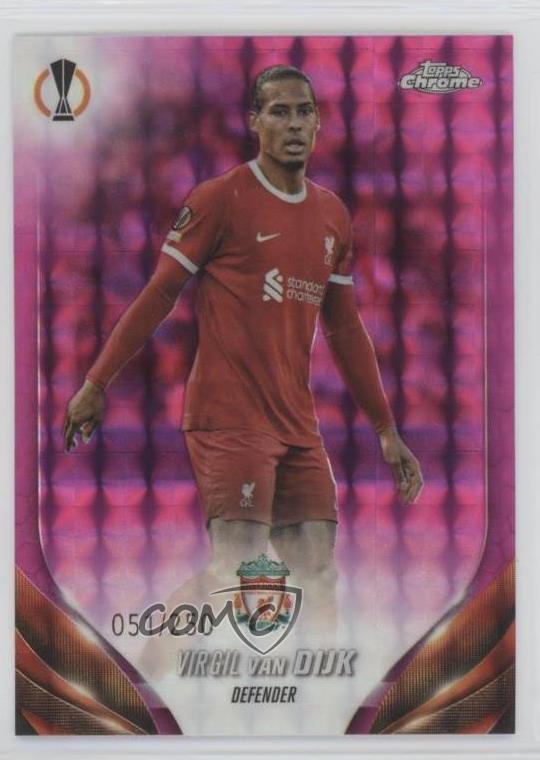 2023 Chrome UEFA Club Competitions Pink Geometric Refractor /250 Virgil Van Dijk