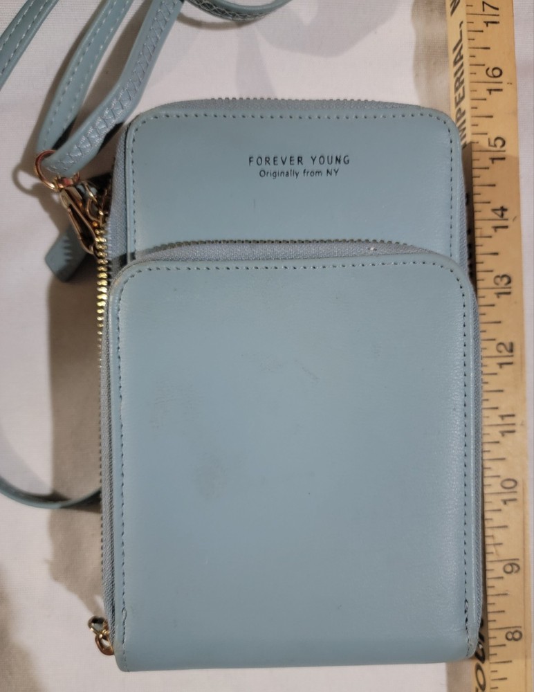 Forever Young Originally From NY Shoulder Bag Purse In Light Blue