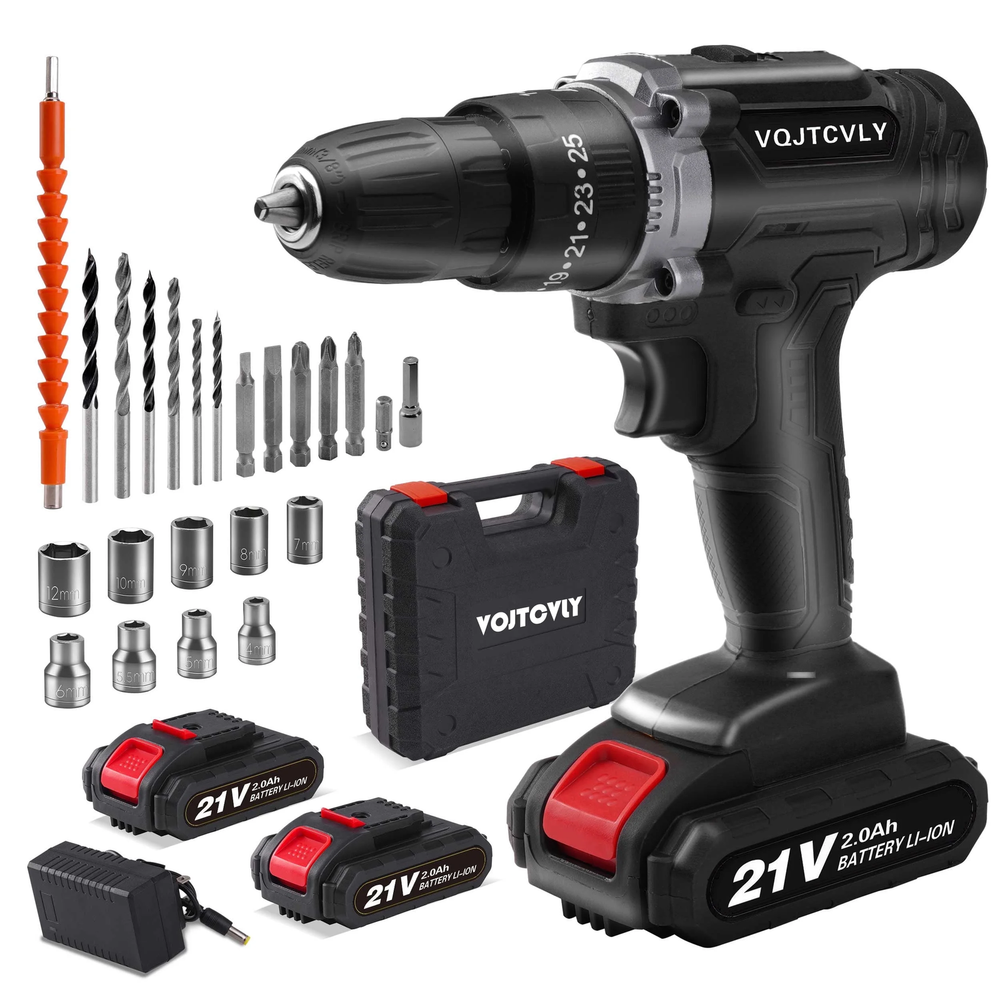 Cordless Drill, 21V Power Drill Set, 25+1 Position Adjustable Torque Electric Dr