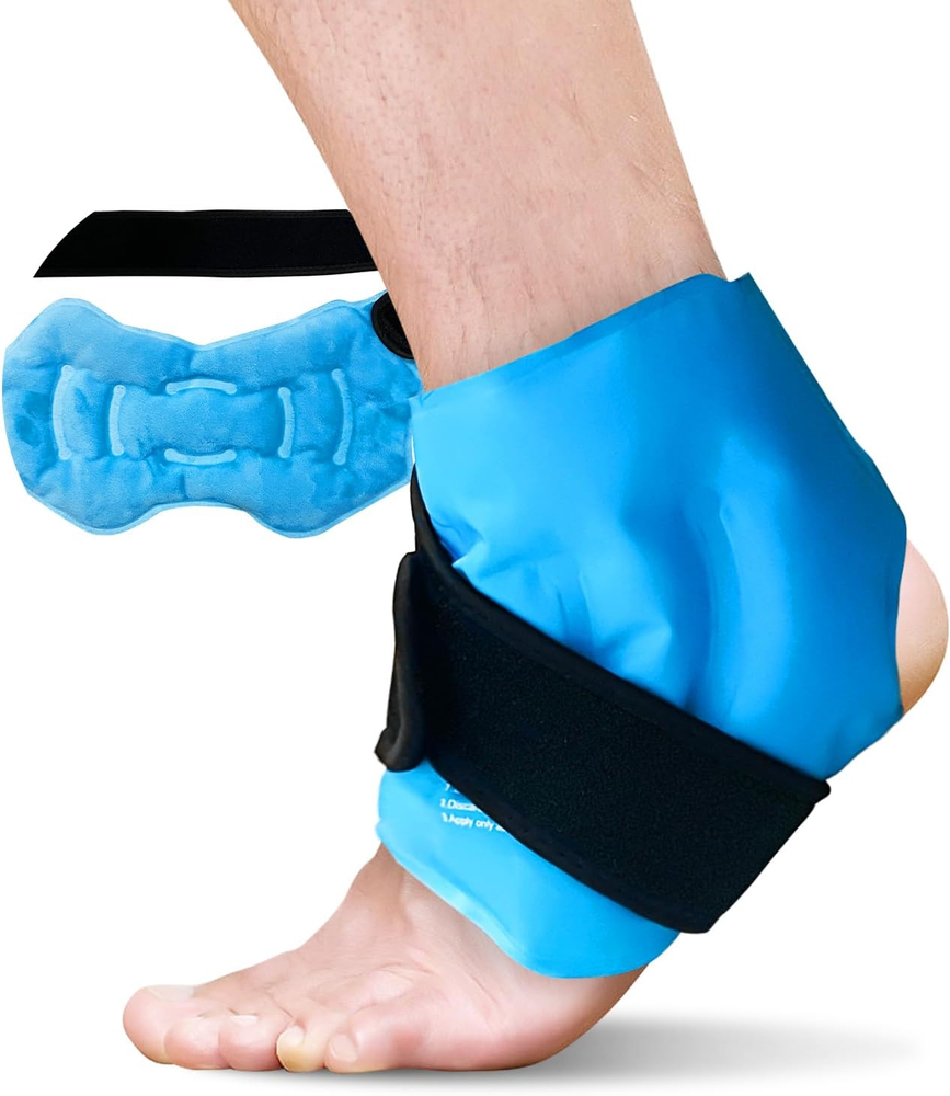 Ankle Ice Pack Wrap for Swelling, Reusable Gel Ice Pack for Ankle Injuries, Cold