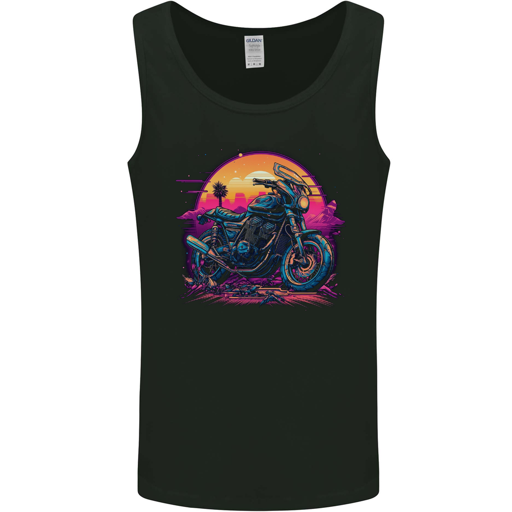 A Retrowave Motorbike Motorcycle Biker Mens Vest Tank Top