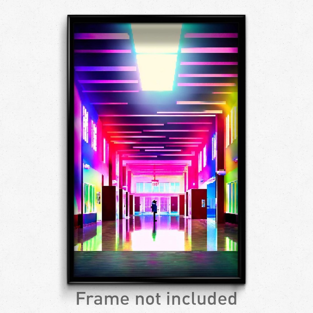 Pixel Art Poster - Flamboyant High School (8 Bit Psychedelic Video Game Print)