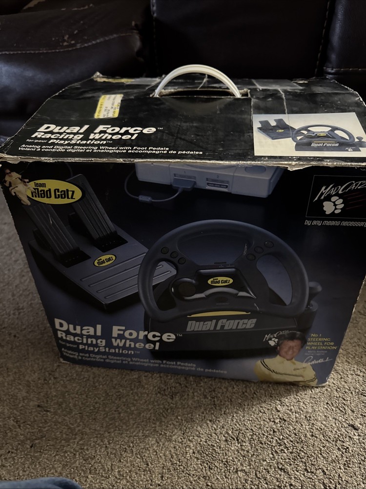 Mad Catz PS1 Dual Force Racing Wheel & Pedals - Untested in Original Box