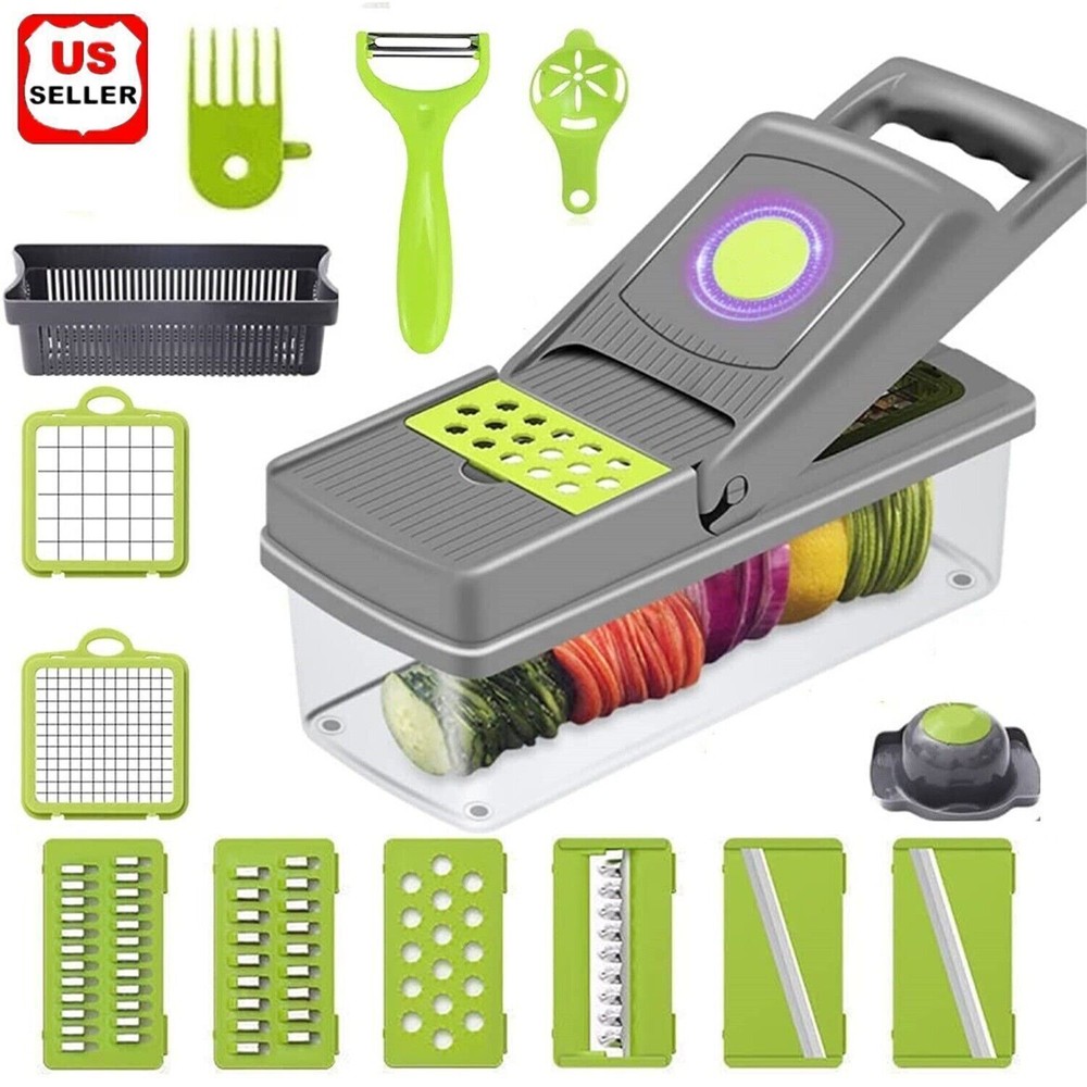 14 In 1 Vegetable Fruit Chopper Cutter Food Onion Veggie Dicer Slicer Kitchen US