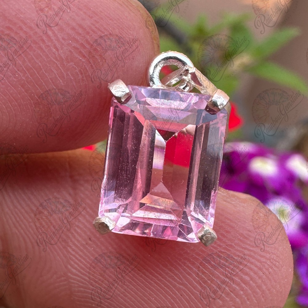 09 Ct Natural Padparadscha Sapphire Pendant 925 Sterling Silver Handmade Jewelry