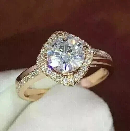 2CT Round Lab Diamond Women's Wedding Ring 14K Rose Gold