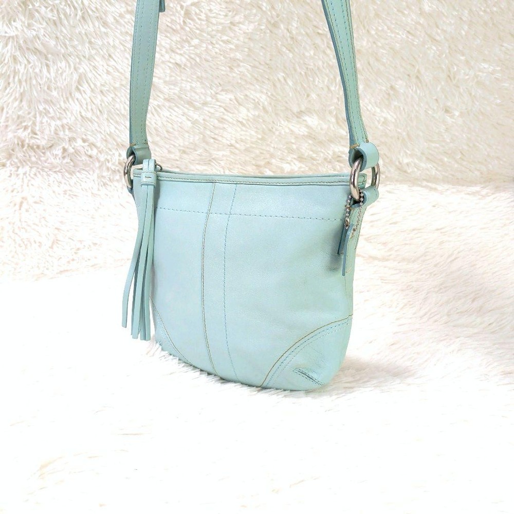 Excellent condition rare color COACH one shoulder bag tassel light blue