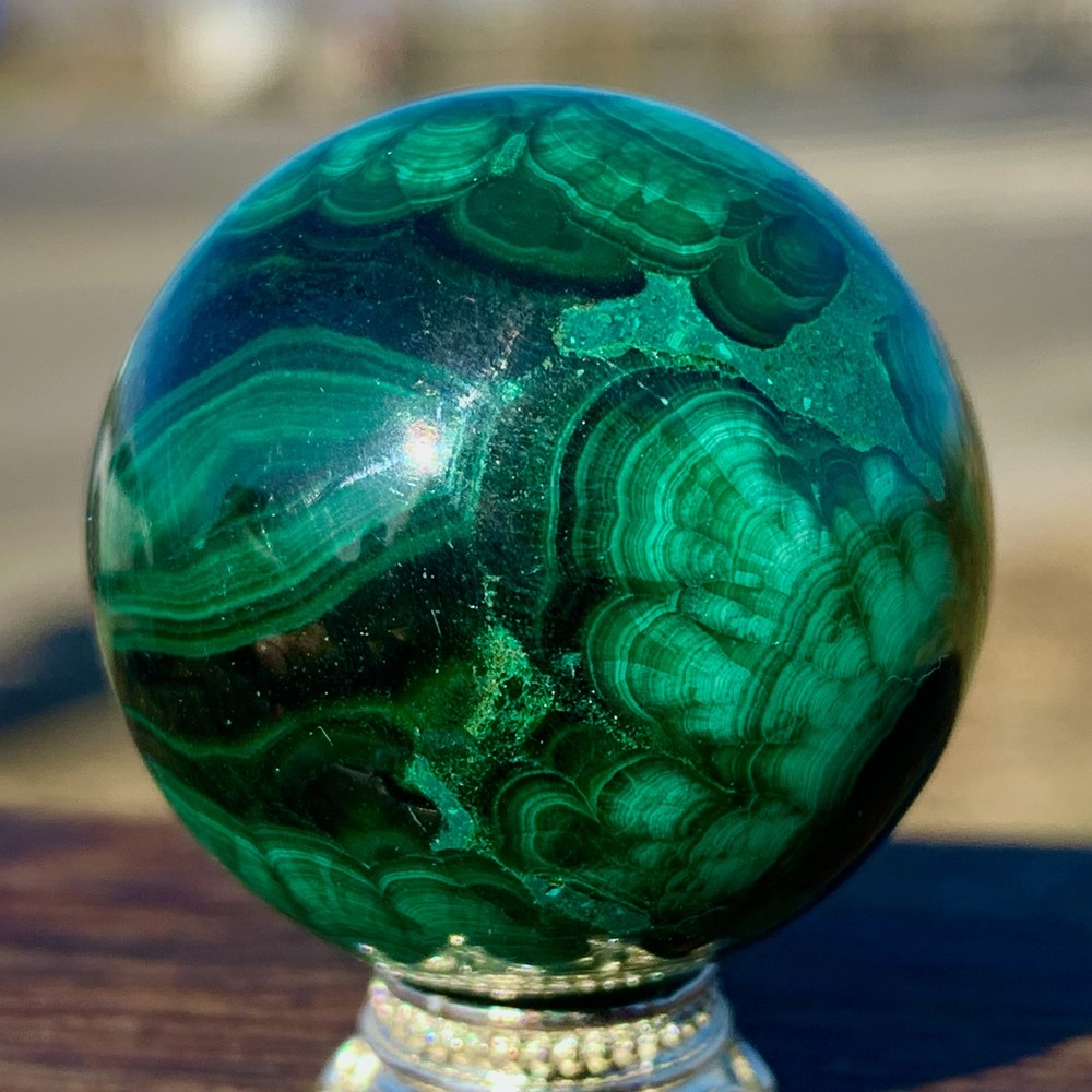 51G Natural glossy Malachite ball transparent cluster rough mineral sample