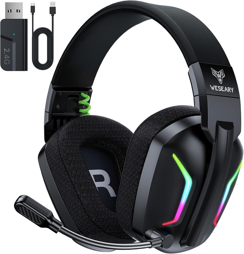 Wireless Gaming Headset for PC PS5 PS4 Switch Mac 2.4GHz Cool Black