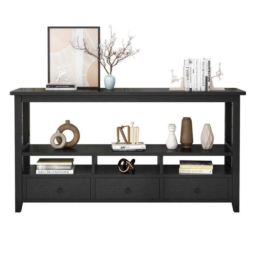 4 Tier Console Table for Entryway with 3 Drawers Sofa with Storage Drawers