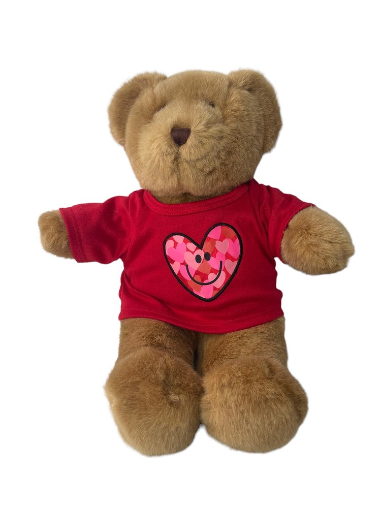 Build A Bear Plush Light Brown Teddy Bear Plush Stuffed Animal BAB w/ red tshirt