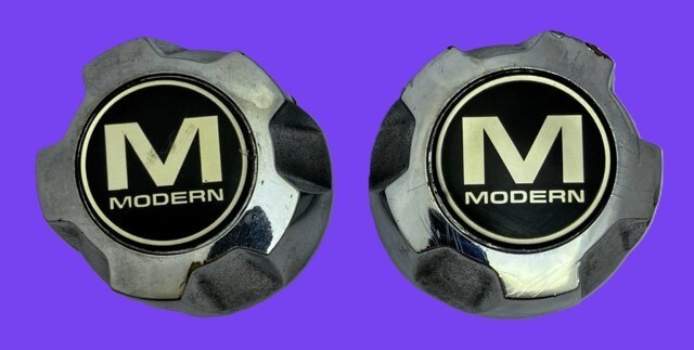 Set of 2 Modern Racing Chrome Custom Wheel Center Caps #89-8027 B