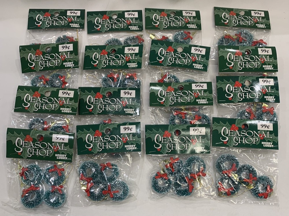 Hobby Lobby Mini Holiday Wreath Ornaments 16-Pack Seasonal Crafting Lot-image
