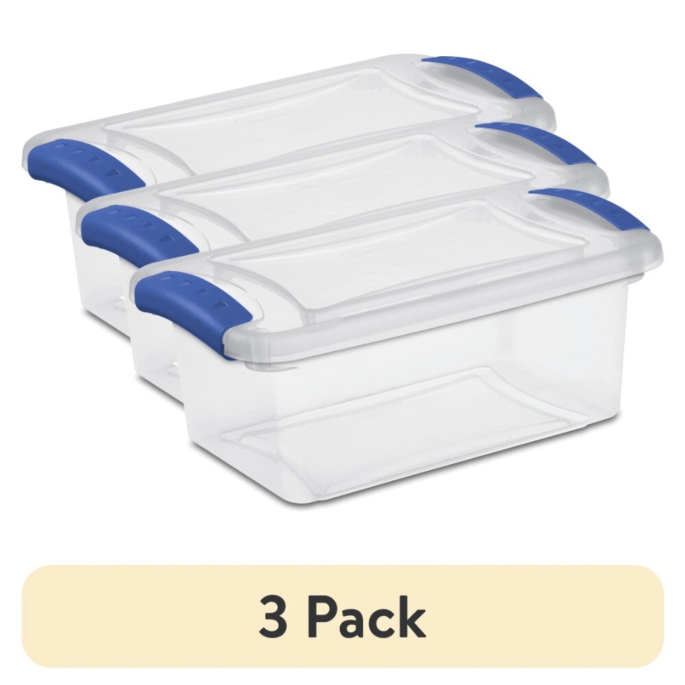 7 Quart Latch Box, Clear Storage Bin with Clear Lid, Blue