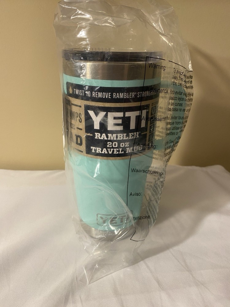 Yeti Rambler 20 oz Travel Mug Sea Foam with Handle Stronghold Lid