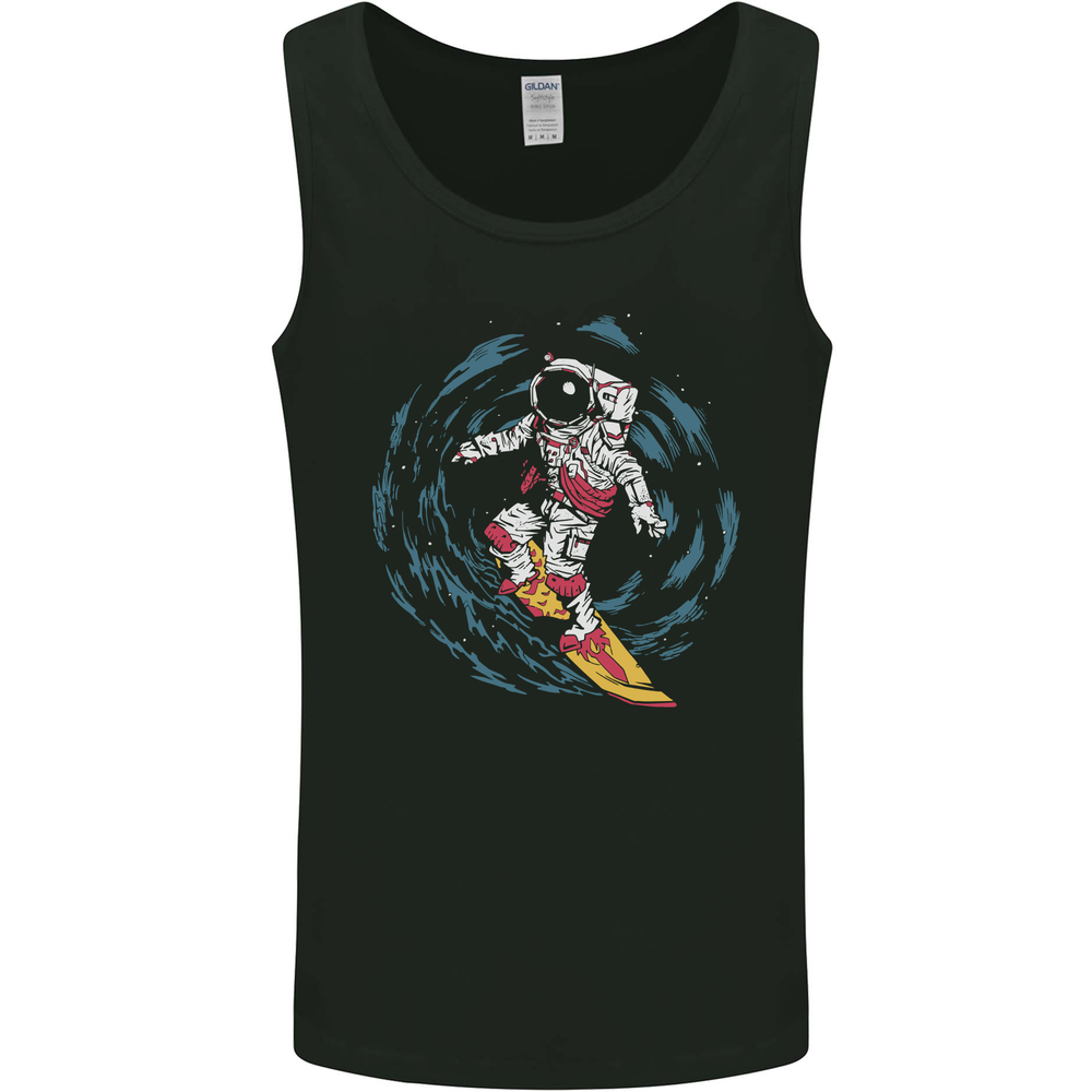 Black Hole Surfer Astronaut Space Surfing Mens Vest Tank Top