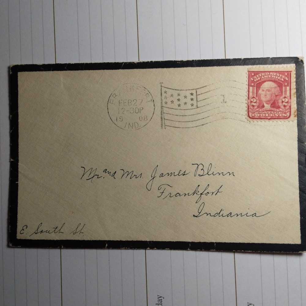 1908 Scott's #319 Shield 2  Cent Washington Stamp Framed Envelope.