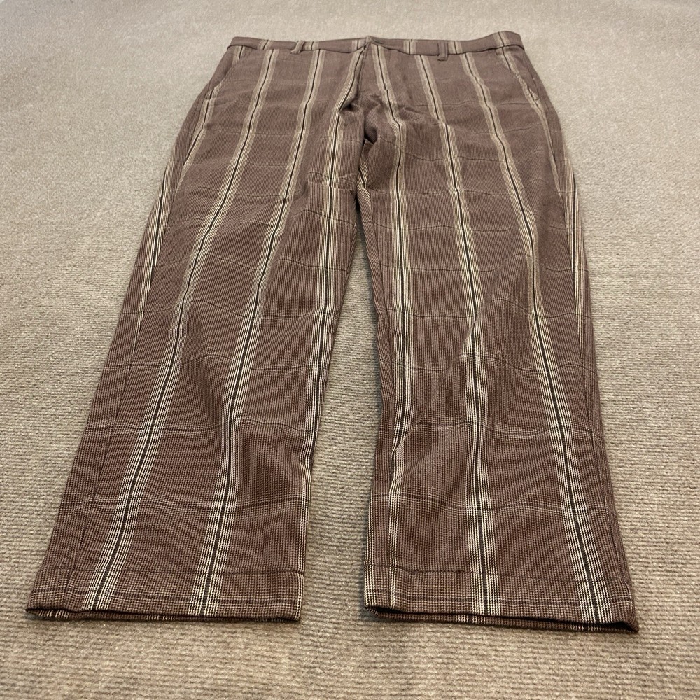 Levis xx Chino Pants Mens Size 38x28 Brown Plaid Standard Taper Stretch Casual