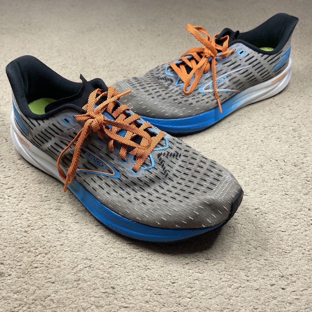 Brooks Hyperion Mens 11 Gray Blue Orange White Running Shoes 1104071d020
