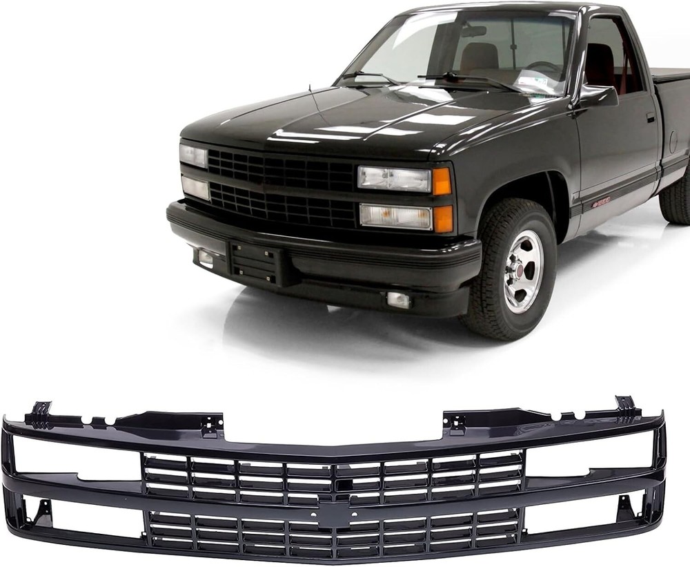 Front Grille Black Shell with Black Insert Grill Compatible with Chevrolet 1988-