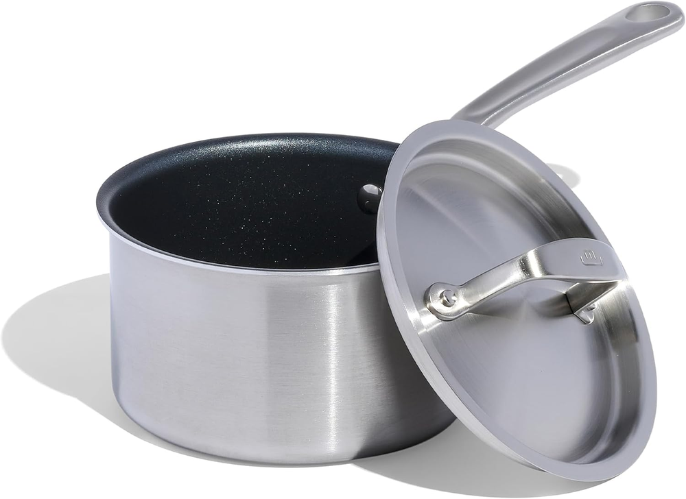 Procoat 2 Quart 5-Ply Stainless Steel Nonstick Sauce Pan with Lid in Graphite