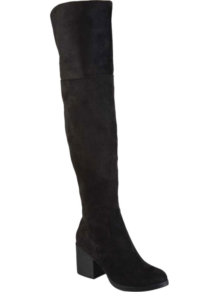 JOURNEE COLLECTION Womens Black Sana Round Toe Block Heel Boots 7.5 M WC