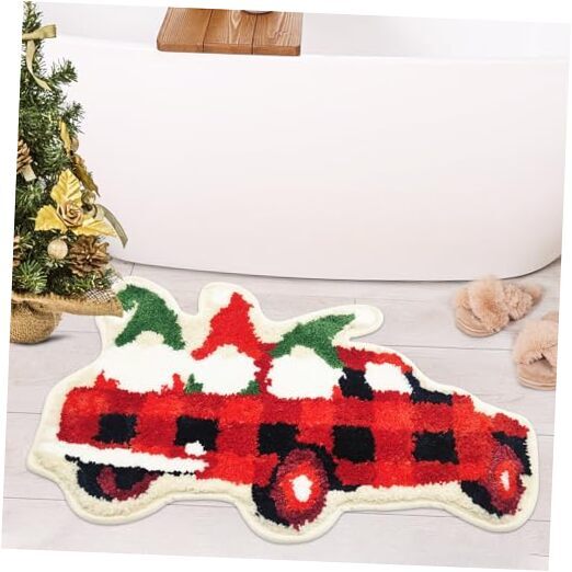 Christmas Bathroom Rugs, Gnomes Christmas Bath Mat for Bathroom Xmas Gnome