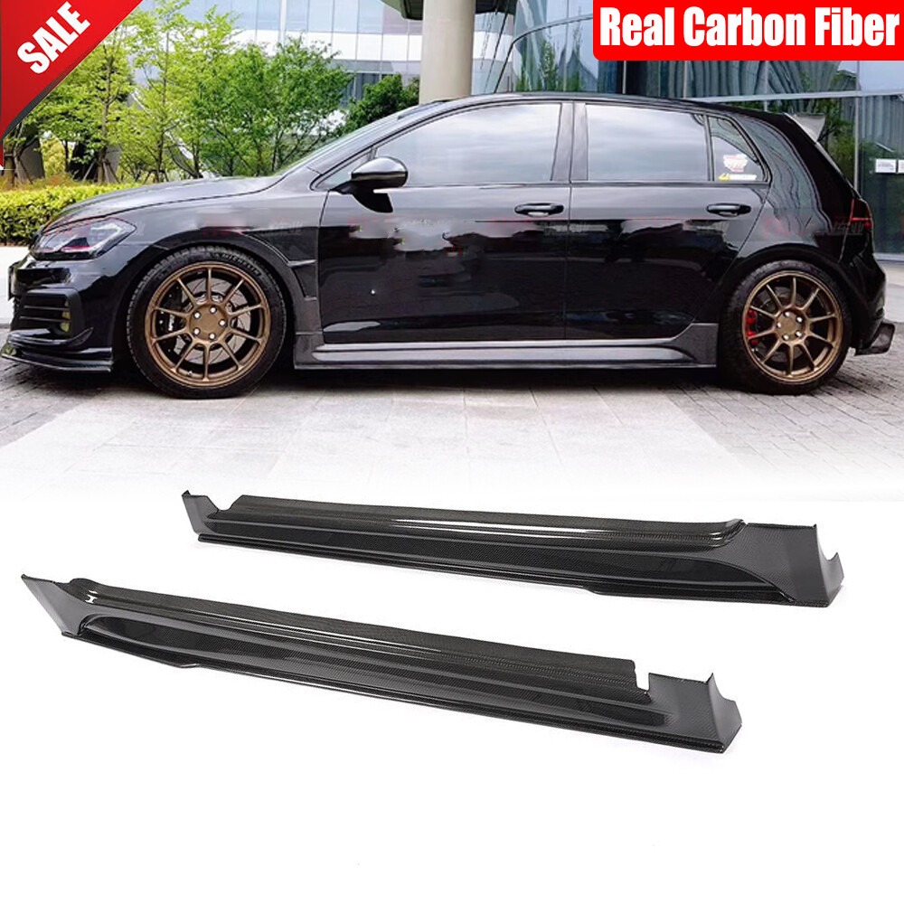 Carbon Fiber Side Skirt Extension Lip Splitters Fit For VW GOLF 7 MK7 2014-2017