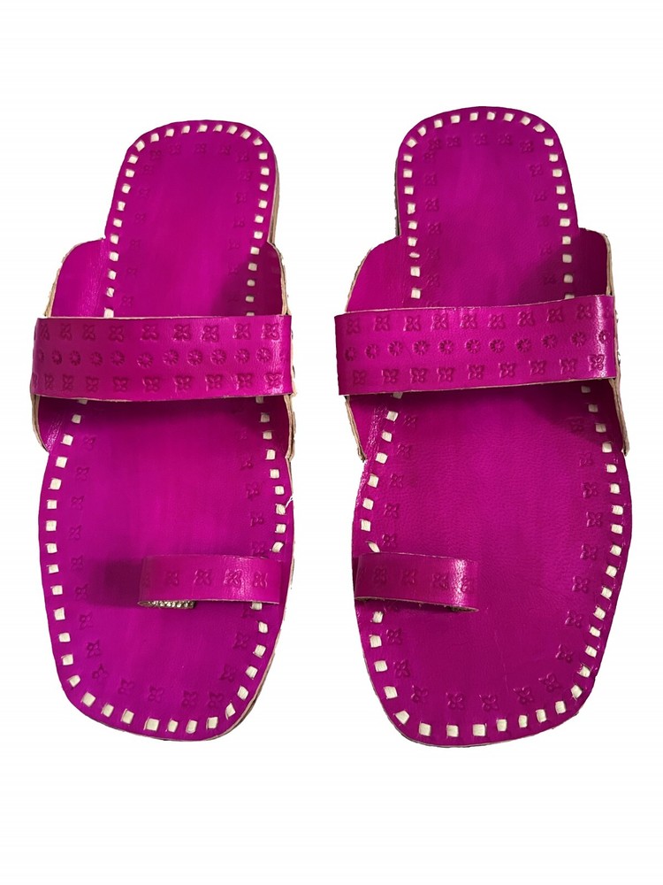 Womens Pink Leather Indian Handmade Kolhapuri Sandals Slippers Flip flops Shoes