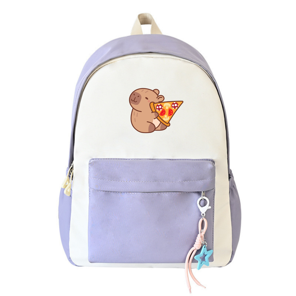 Back to School Pizza Capybara Backpack Student Book Bag Custom Backpack for Kid-image