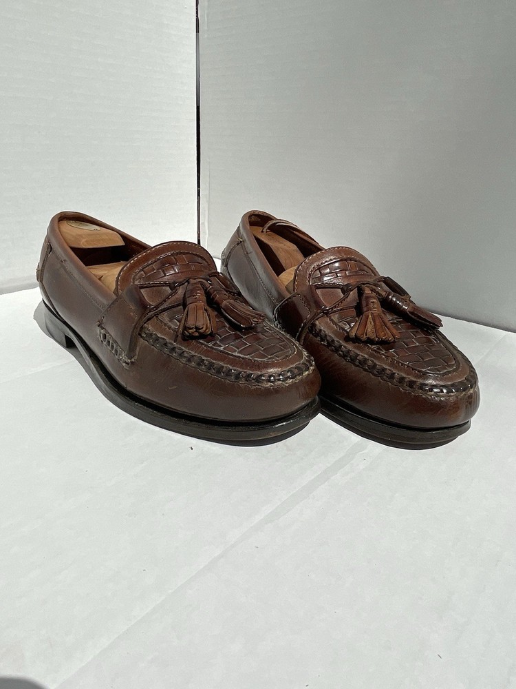 Vintage Johnson & Murphy Oxford Dress Shoes Loafer Mens Size 9 M Brown Slip On