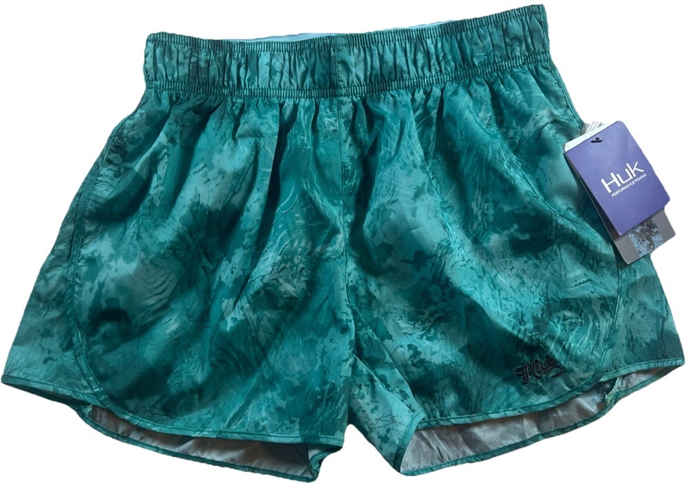 Huk Womens Woven Dock Shorts Size S Blue Aqua Performance Fishing NEW