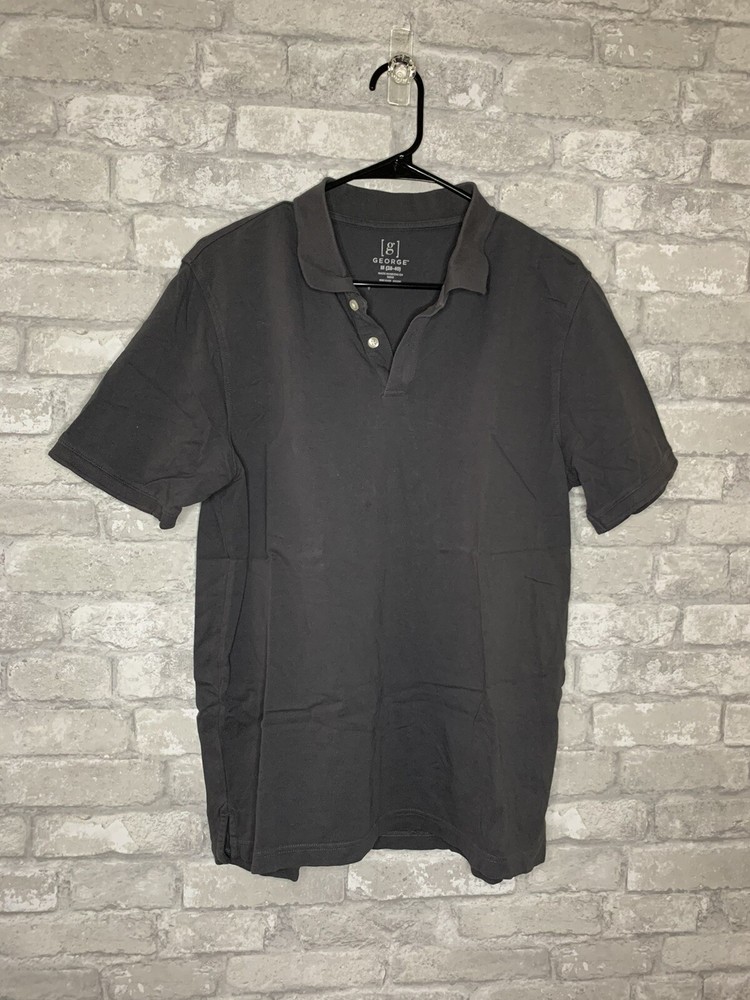 George Men’s Size 38/40 Medium Grey Short Sleeve Collared Polo