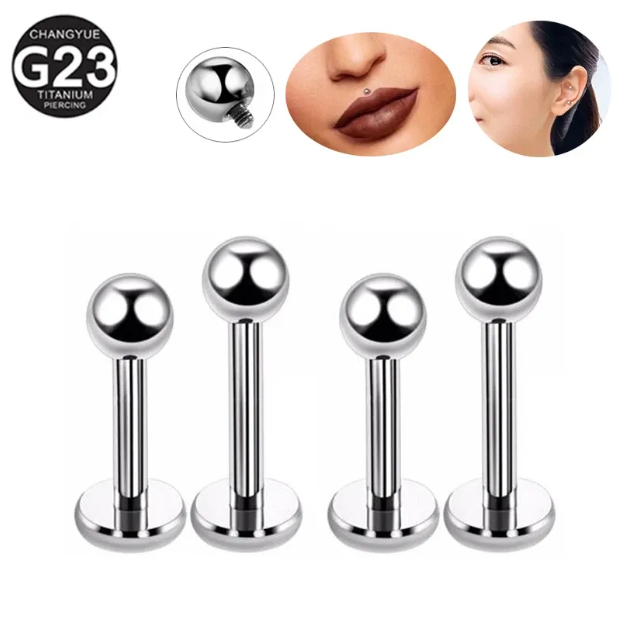 2Pcs Titanium Piercing Studs Internal Thread Labret Lip Cartilage Tragus PE27